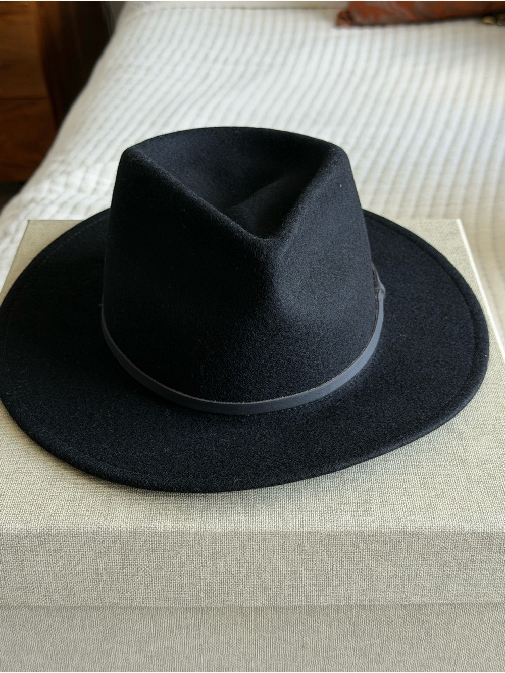 YELLOW 108 Classic Black Felt Fedora Hat sz S